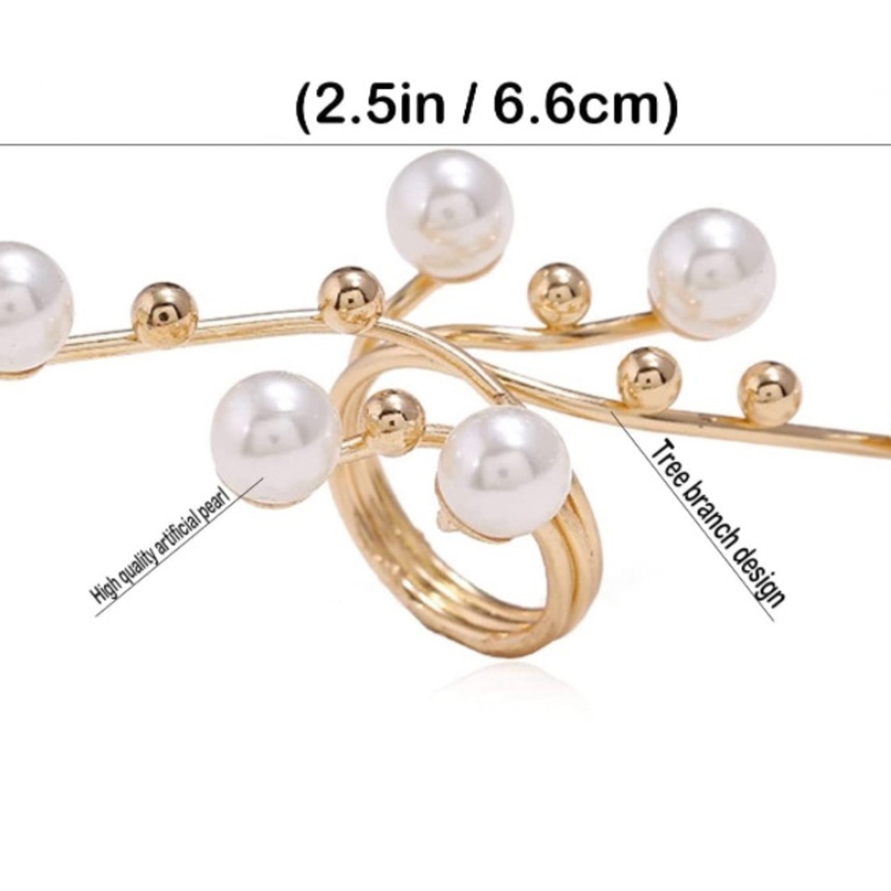 Gold Twig Faux Pearl Knuckle Ring for Women and Girls Jewelry - Picture 5 of 5